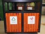 學校戶外雙分類鋼制垃圾桶