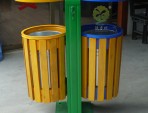 戶外雙筒鋼木垃圾桶