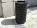 室外廣場圓柱形鋼制垃圾桶