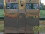 戶外方形不銹鋼分類垃圾箱