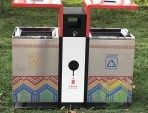 公園UV打印不銹鋼兩分類垃圾箱