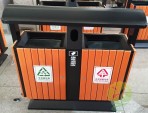 戶外市政公園兩分類鋼木垃圾桶