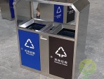 市政街道方形不銹鋼兩分類垃圾箱