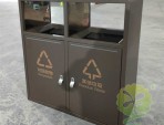 戶外噴塑咖色不銹鋼分類垃圾桶