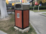 戶外方形仿木紋不銹鋼垃圾桶的定制藝術