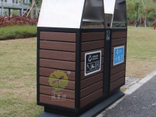 戶外景區(qū)雙分類鋼木垃圾桶