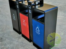 戶外三色連體不銹鋼分類垃圾桶