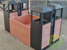 高鐵站站臺(tái)烤漆不銹鋼分類(lèi)垃圾桶