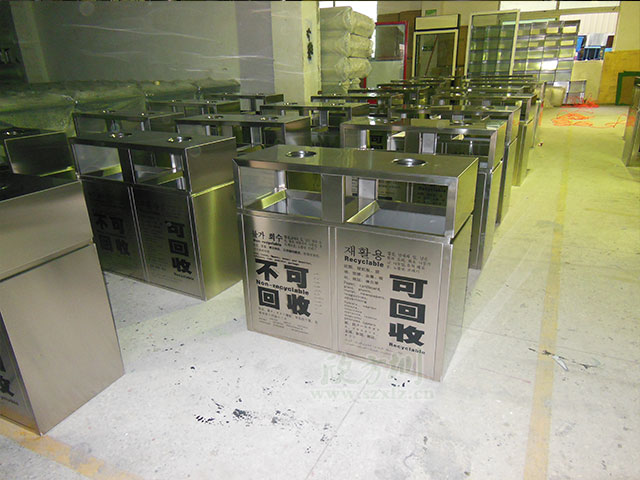 酒店定制室內不銹鋼分類垃圾桶