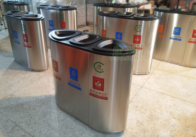 廣西南寧商場采購三分類不銹鋼垃圾桶