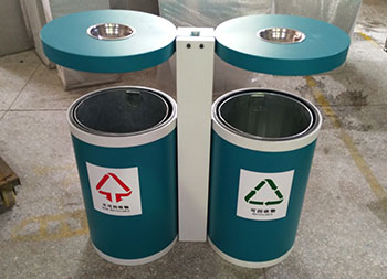 圓柱形烤漆兩分類鋼制垃圾桶主圖
