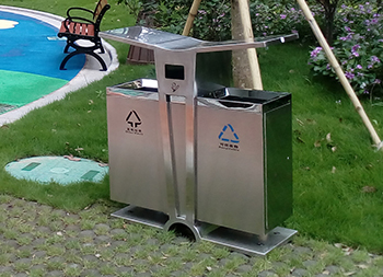 公園環(huán)保雙分類不銹鋼垃圾箱主圖