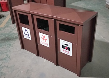 戶外大型噴塑三分類鋼板垃圾箱主圖