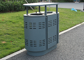 戶外鏤空兩分類鋼制垃圾桶主圖