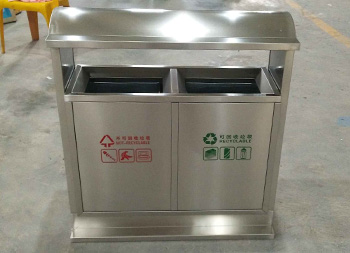 戶外社區(qū)雙分類不銹鋼垃圾箱主圖