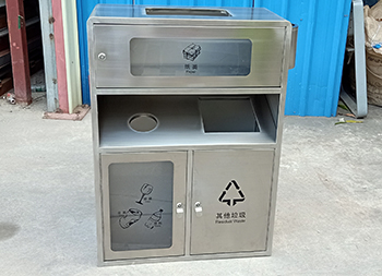 戶外方形透明不銹鋼分類垃圾箱主圖