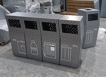 戶外組合式鏤空不銹鋼分類垃圾桶主圖