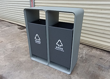 戶外方形噴塑不銹鋼分類垃圾桶主圖