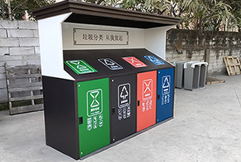 戶外大號噴塑鍍鋅板4分類垃圾桶主圖