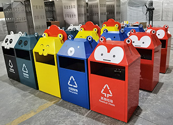 戶外卡通動(dòng)物五色不銹鋼分類垃圾桶主圖