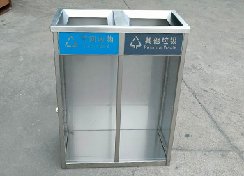室內(nèi)地鐵站透明防爆不銹鋼分類垃圾桶主圖