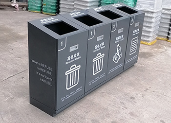 室內(nèi)商用滑軌方形組合式不銹鋼分類垃圾桶主圖