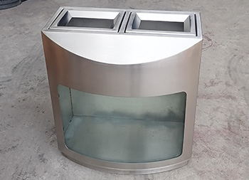 室內地鐵站防爆兩連體不銹鋼分類垃圾桶主圖