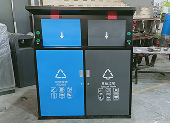 戶外智能感應(yīng)鍍鋅板分類(lèi)垃圾桶主圖