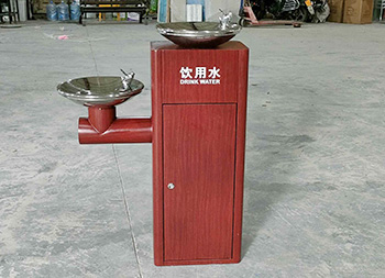 戶外公共轉(zhuǎn)木紋雙盆不銹鋼飲水機主圖