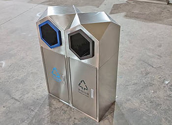 戶外菱形組合式不銹鋼分類垃圾桶主圖