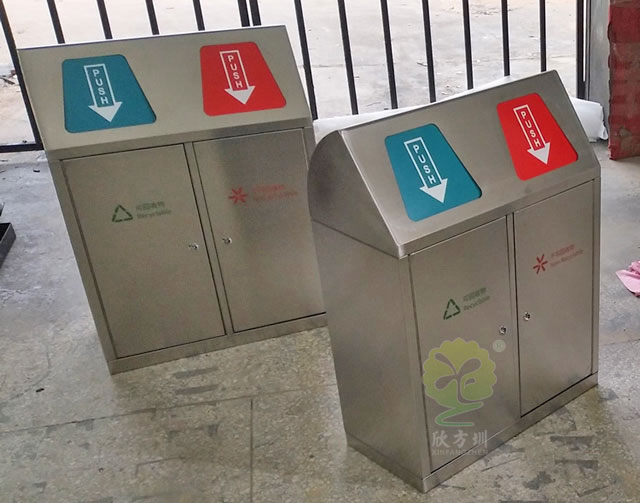 創(chuàng)意戶外帶蓋分類不銹鋼垃圾桶