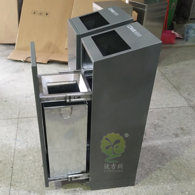 滑軌室內(nèi)高檔方形不銹鋼果皮箱