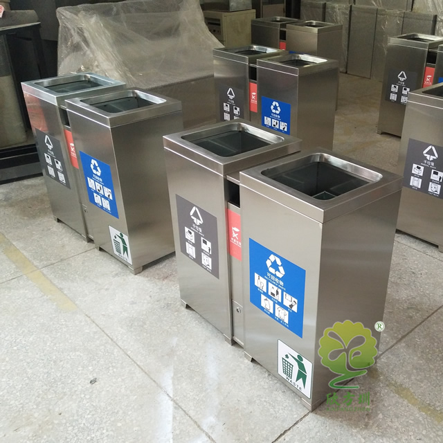 室內(nèi)環(huán)衛(wèi)兩分類不銹鋼垃圾桶