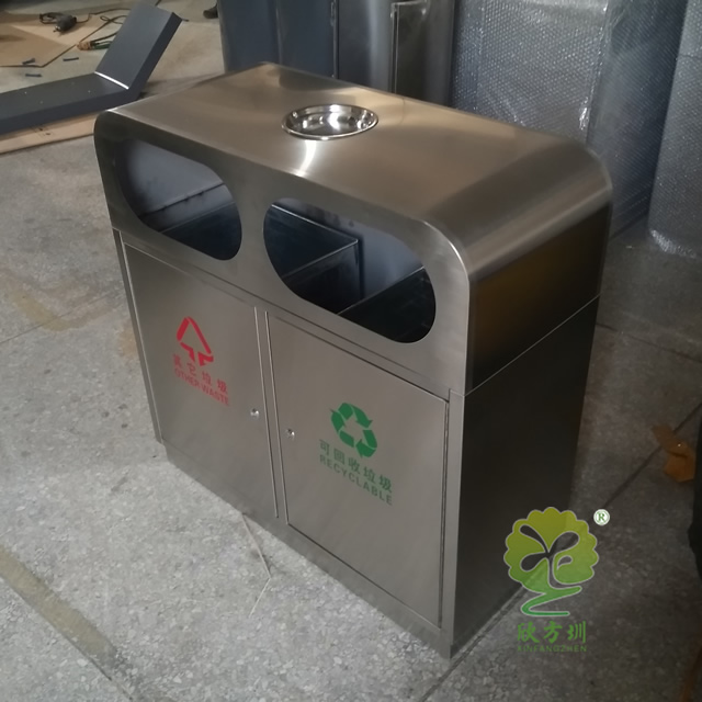 室外保潔雙分類不銹鋼垃圾桶