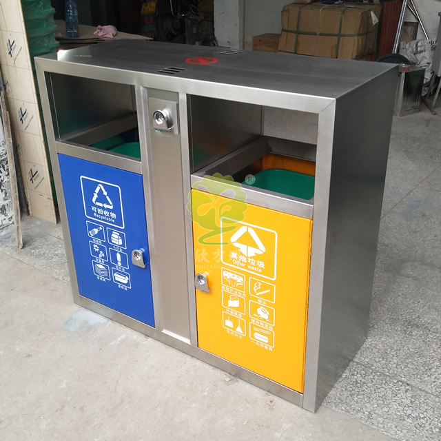 街道市政兩分類(lèi)不銹鋼垃圾桶