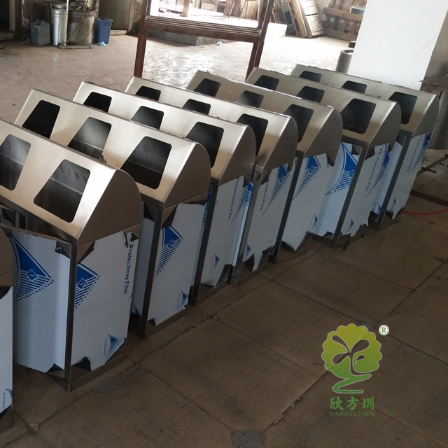 搖蓋三分類不銹鋼垃圾桶