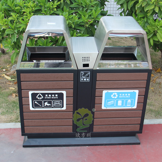 戶外景區(qū)雙分類鋼木垃圾桶 戶外景區(qū)雙分類鋼木垃圾桶