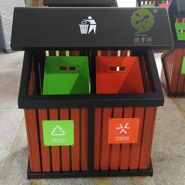 高檔屋形分類鋼木垃圾箱 高檔屋形分類鋼木垃圾箱