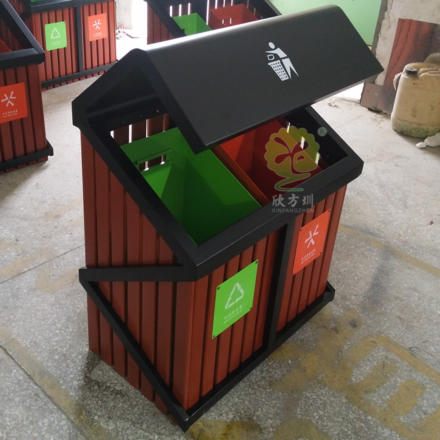 高檔屋形分類鋼木垃圾箱 高檔屋形分類鋼木垃圾箱