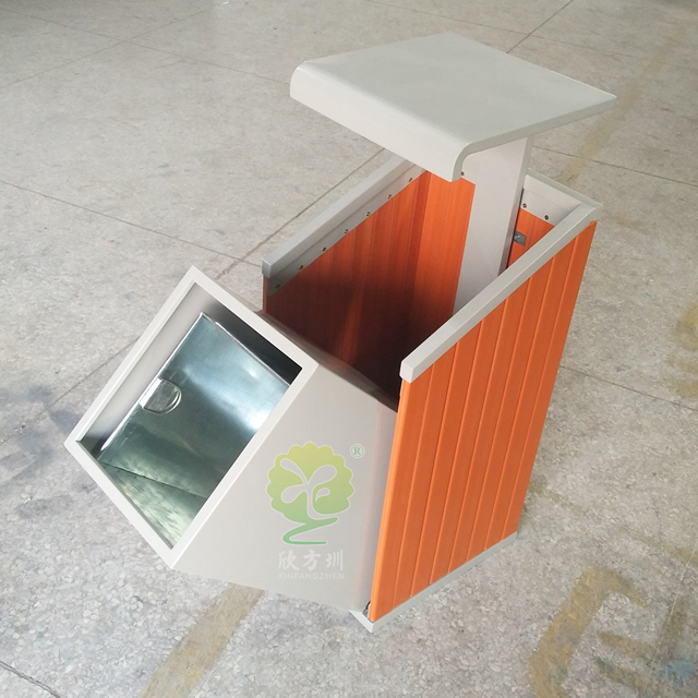 戶外公園單筒鋼木果皮箱