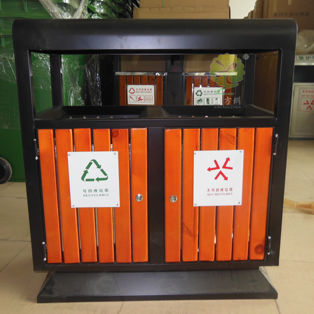 學(xué)校戶外雙分類鋼制垃圾桶 學(xué)校戶外雙分類鋼制垃圾桶