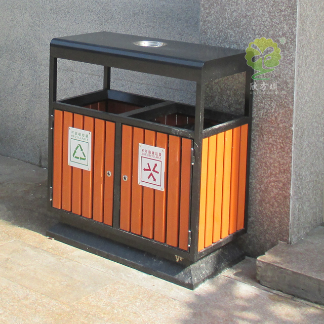 學(xué)校戶外雙分類鋼制垃圾桶 學(xué)校戶外雙分類鋼制垃圾桶