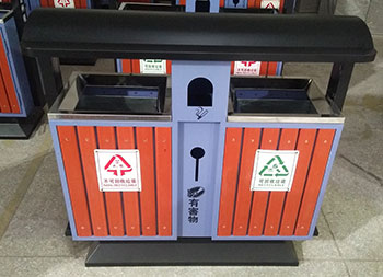 植物園景區(qū)分類鋼木垃圾桶主圖