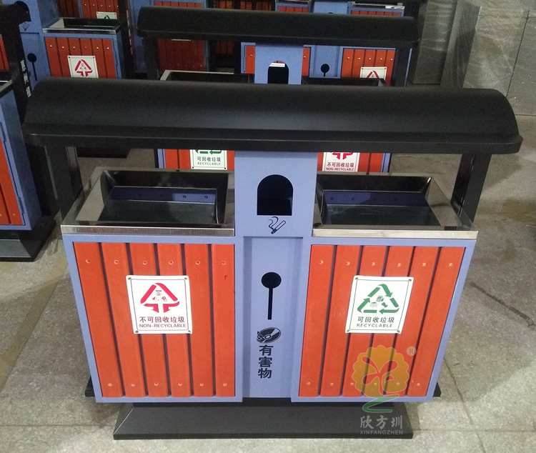 植物園景區(qū)分類鋼木垃圾桶