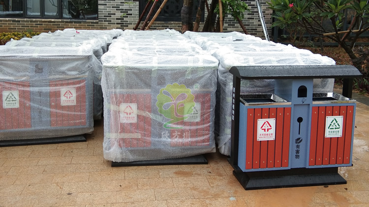 植物園景區(qū)分類鋼木垃圾桶