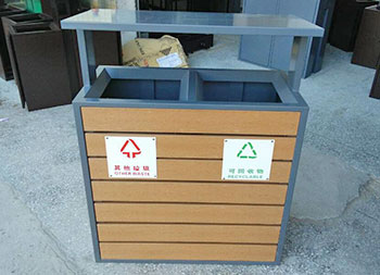 街道簡潔分類鋼木垃圾箱主圖