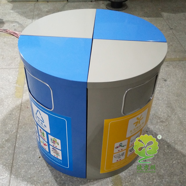  圓柱形組合式分類鋼制垃圾桶