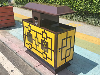 戶外屋形高檔鋼制分類垃圾桶主圖