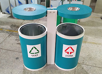 戶外圓柱形分類鋼制垃圾桶主圖